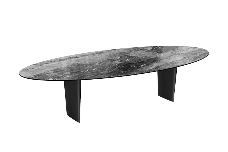 Grande table de repas ovale en c&eacute;ramique Goliath Akante Brian&ccedil;on