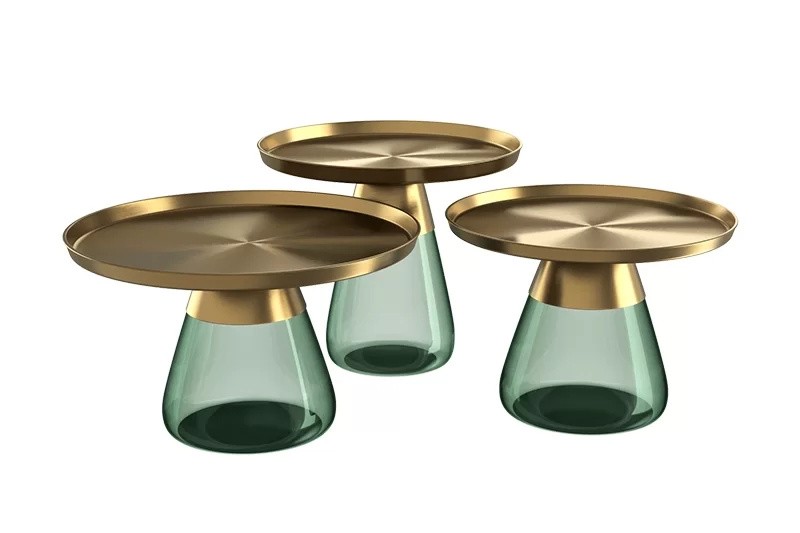 Table basse ronde Drop en acier et verre Akante